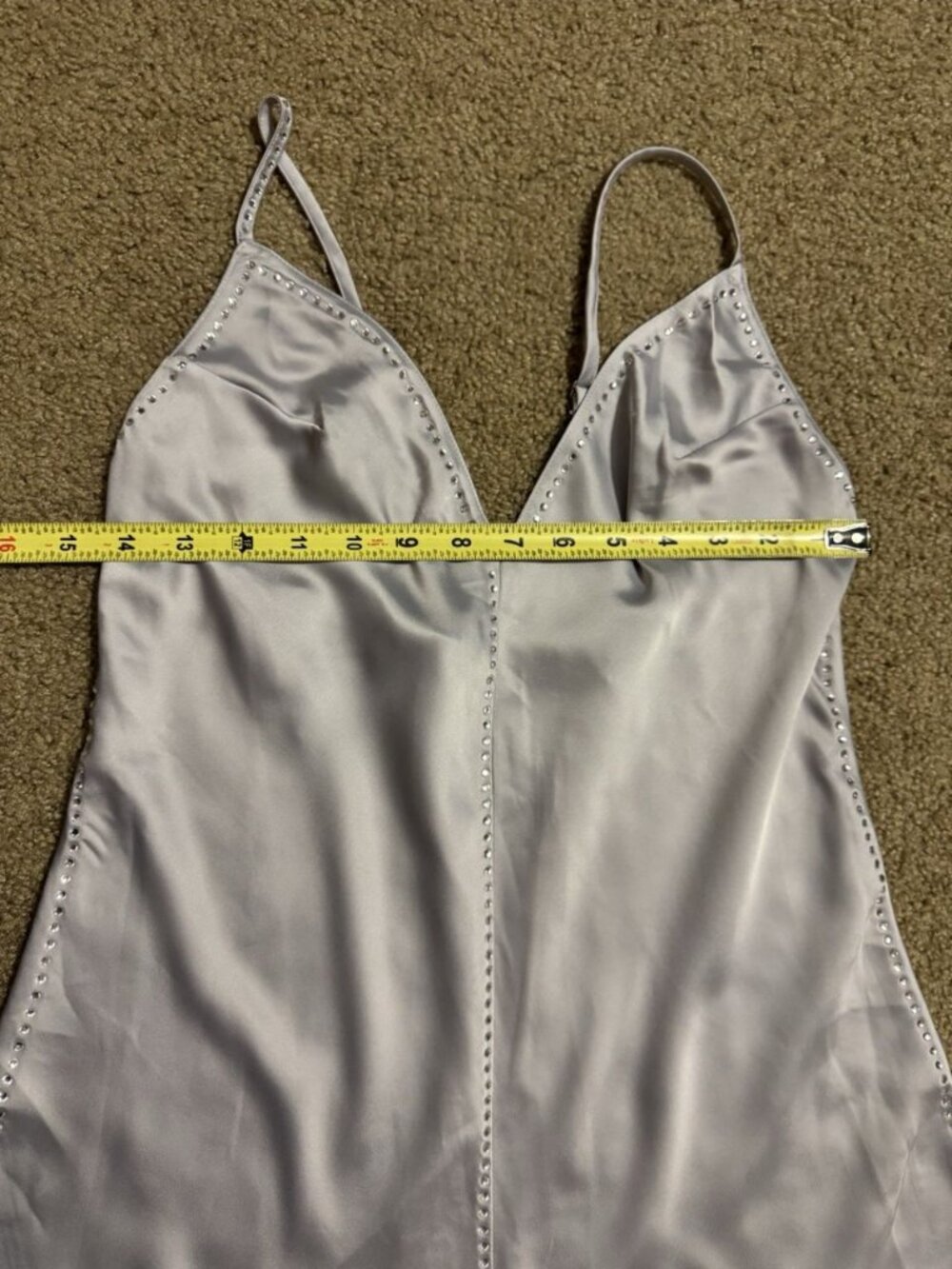 VICTORIAS SECRET Satin Slip Dress Rhinestone MEDIUM Feminine Sexy Date Romantic - Picture 10 of 10